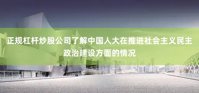 正规杠杆炒股公司了解中国人大在推进社会主义民主政治建设方面的情况
